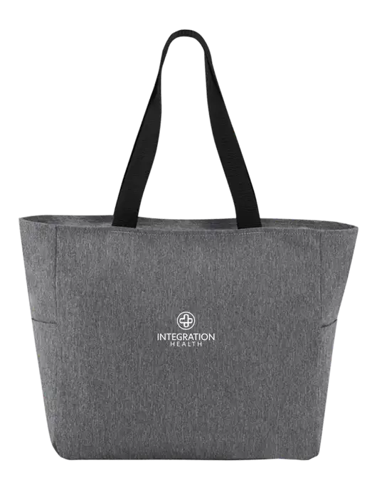 Everyday Heather Grey Zip Tote  w/Integration Health Logo