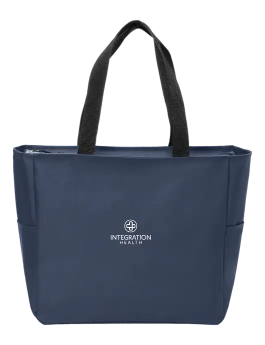 Everyday Navy Zip Tote  w/Integration Health Logo