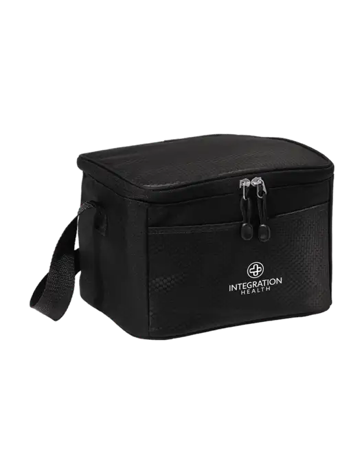 6 Can Black/Black Cube Cooler w/Integration Health Logo