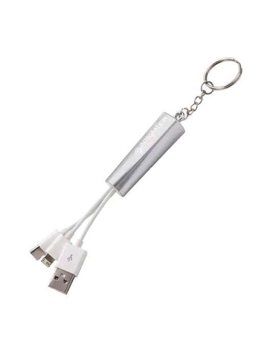 Silver Light-Up Charging Cable with Key Ring w/Integration Health Logo
