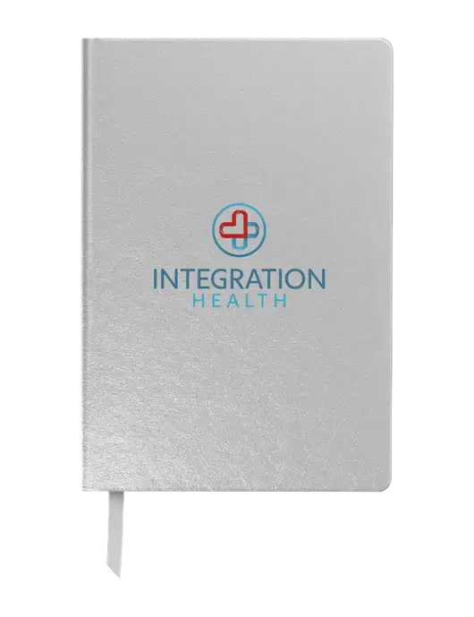 Achieve Silver Hardcover Journal, 5.5 x 8.37 w/Integration Health Logo
