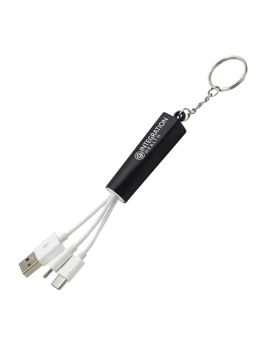 Black Light-Up Charging Cable with Key Ring w/Integration Health Logo