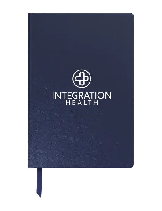 Achieve Navy Hardcover Journal, 5.5 x 8.37 w/Integration Health Logo