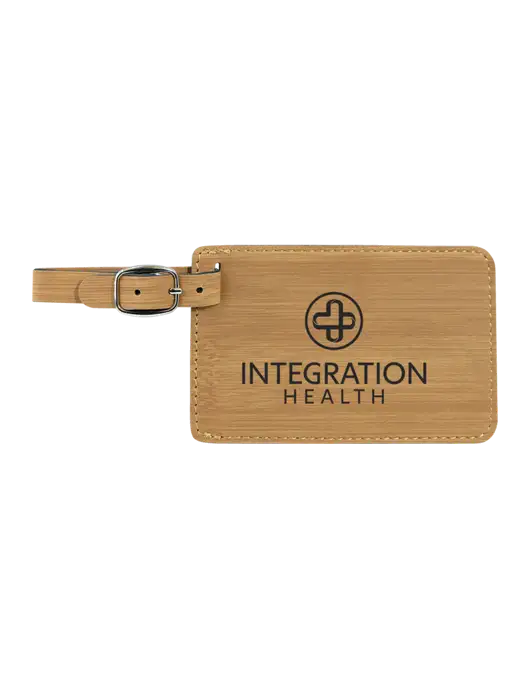 Bamboo Leatherette Luggage Tag w/Integration Health Logo