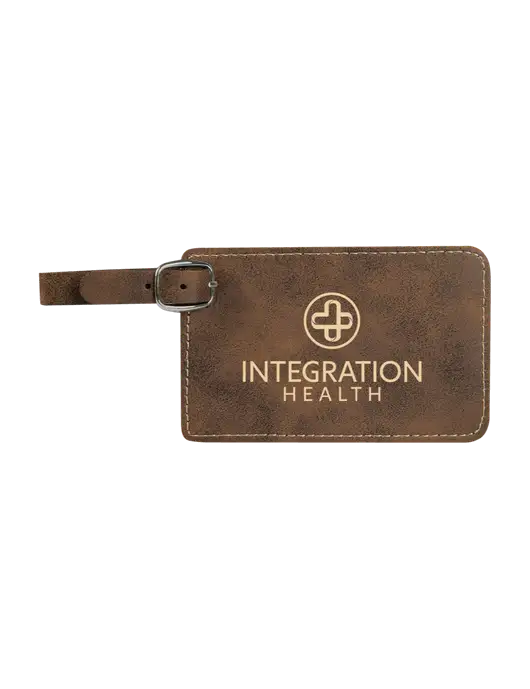 Rustic Leatherette Luggage Tag w/Integration Health Logo