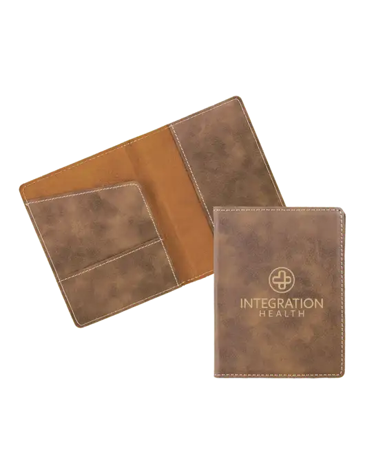 Rustic Leatherette Passport Holder w/Integration Health Logo