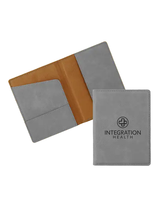 Grey Leatherette Passport Holder w/Integration Health Logo