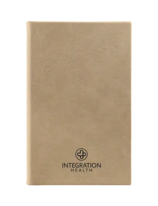 Tan Leatherette 5.25 x 8.25 Journal w/Integration Health Logo