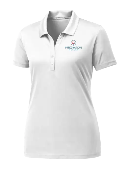 Womens White PosiCharge Competitor Polo w/Integration Health Logo