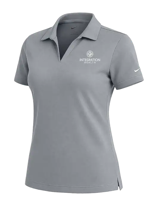 NIKE Medium Grey Womens Dri-Fit Micro Pique Polo w/Integration Health Logo