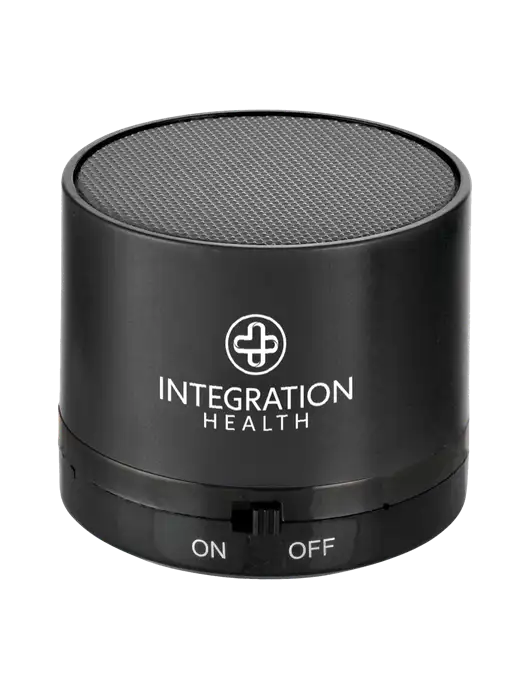 Black Cylinder Bluetooth Speaker w/Integration Health Logo