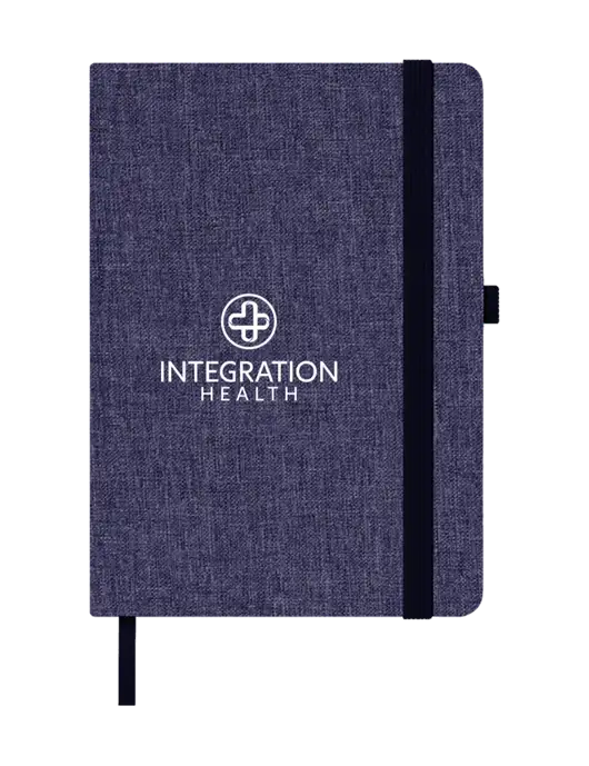 Twill Navy Heathered 5 x 7 Journal w/Integration Health Logo