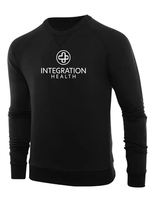 Allmade Deep Black Organic French Terry Crewneck Sweatshirt w/Integration Health Logo