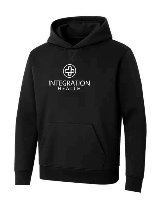 Allmade Deep Black Organic French Terry Pullover Hoodie w/Integration Health Logo