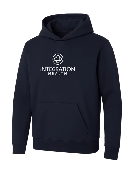 Allmade Dark Navy Organic French Terry Pullover Hoodie w/Integration Health Logo