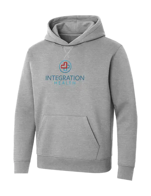 Allmade Granite Grey Heather Organic French Terry Pullover Hoodie w/Integration Health Logo