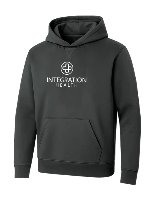 Allmade Charcoal Grey Organic French Terry Pullover Hoodie w/Integration Health Logo