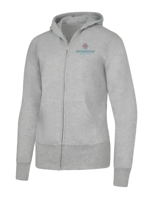 Grey Heather Womens Core Fleece Full-Zip Hooded Sweatshirt w/Integration Health Logo