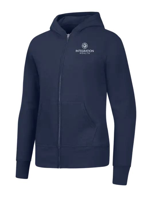 Navy Womens Core Fleece Full-Zip Hooded Sweatshirt w/Integration Health Logo