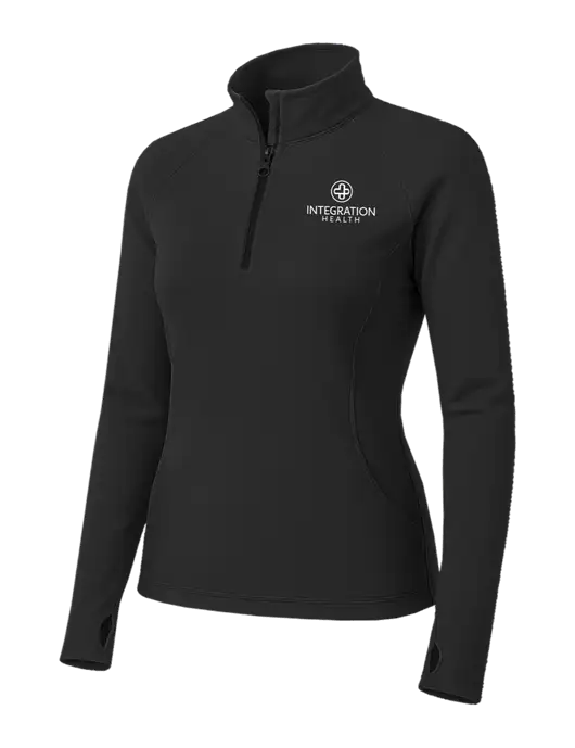 Charcoal Grey Womens Sport Wick Stretch 1/4 Zip Pullover w/Integration Health Logo