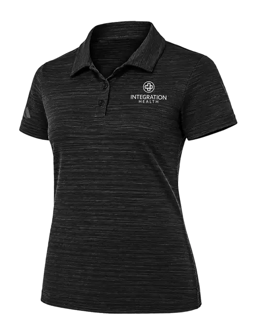 Adidas Womens Black Textured Stripe Polo w/Integration Health Logo