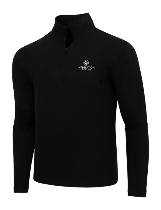Adidas  Black Melange 3 Stripes Quarter Zip Sweater w/Integration Health Logo