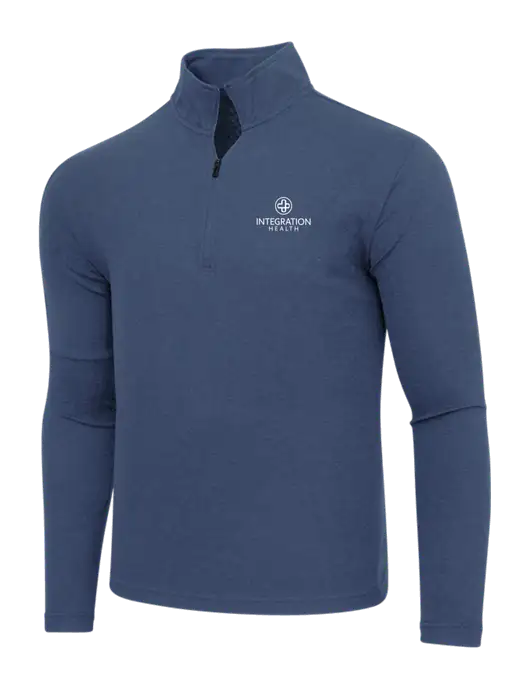 Adidas  Navy  Melange 3 Stripes Quarter Zip Sweater w/Integration Health Logo