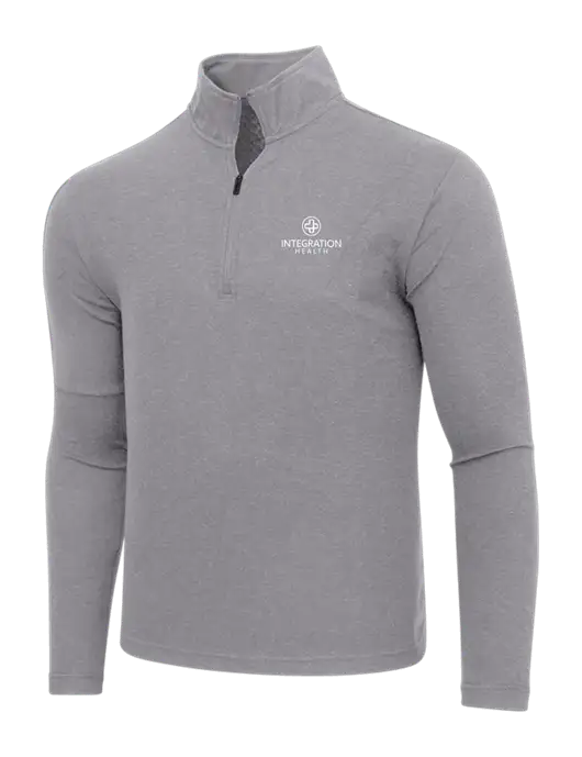 Adidas Medium Grey Melange 3 Stripes Quarter Zip Sweater w/Integration Health Logo