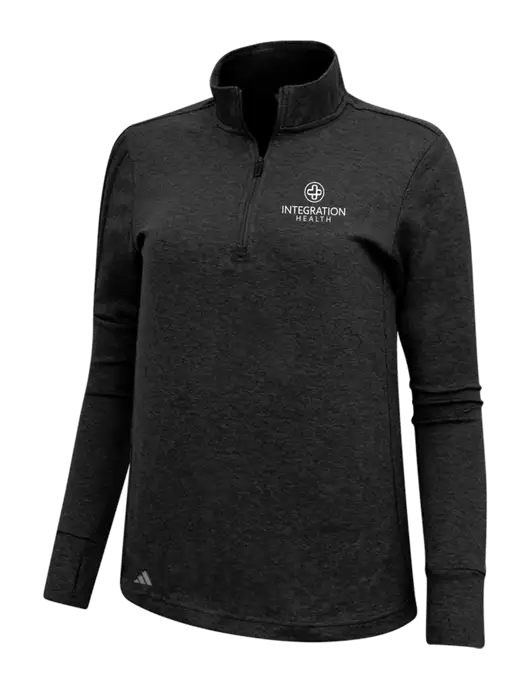 Adidas Black Melange Womens 3 Stripes Quarter Zip Sweater w/Integration Health Logo