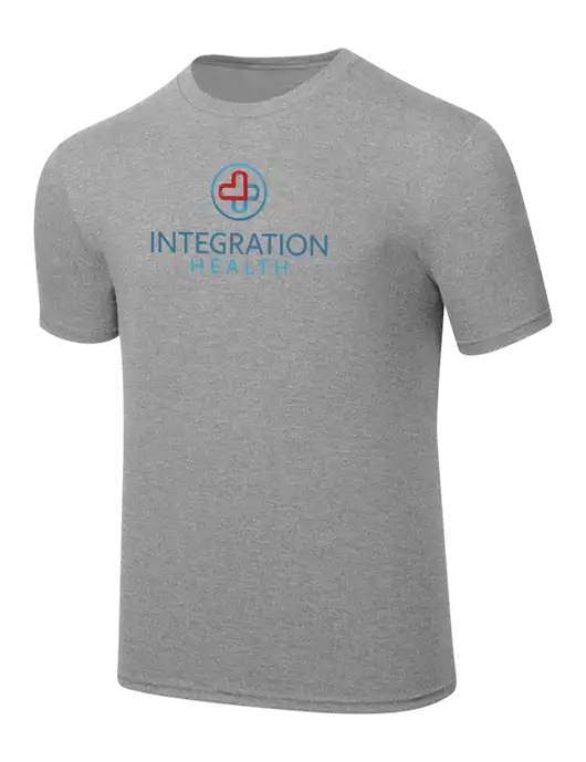 Simply Soft Heathered Light Grey 4.5oz  Poly/Combed Ring Spun Cotton T-Shirt w/Integration Health Logo