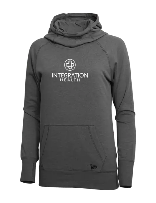 New Era Black Heather Womens Tri-Blend Fleece Pullover Hoodie w/Integration Health Logo