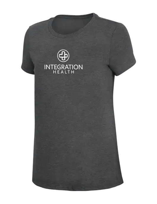 Womens Simply Soft Charcoal 4.5oz Poly/Combed Ring Spun Cotton T-Shirt w/Integration Health Logo