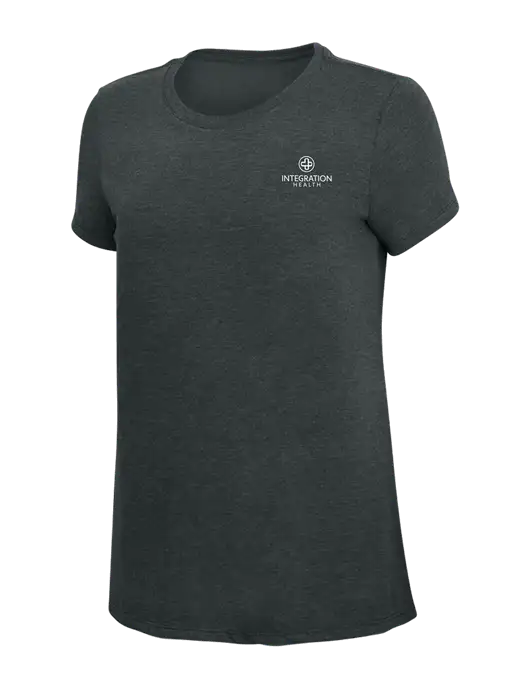Womens Simply Soft Black Frost 4.5oz Poly/Combed Ring Spun Cotton T-Shirt w/Integration Health Logo