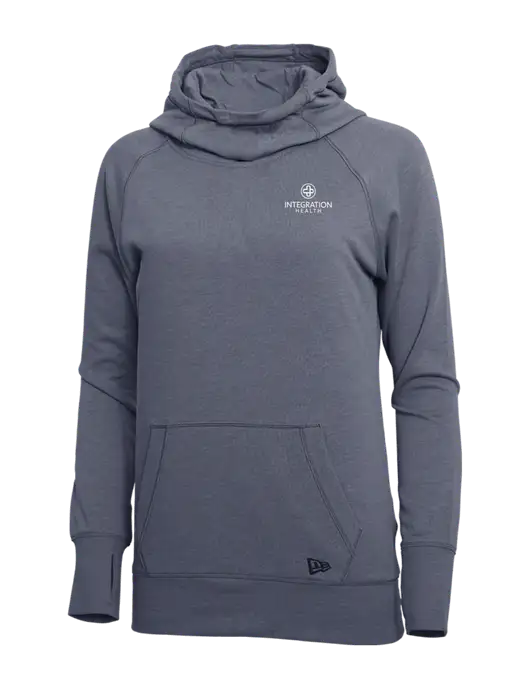 New Era True Navy Heather Womens Tri-Blend Fleece Pullover Hoodie w/Integration Health Logo