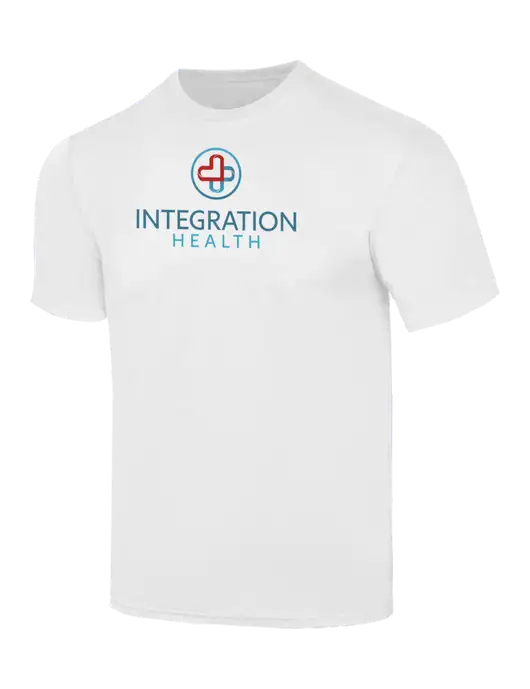 Simply Soft White 4.5oz  Poly/Combed Ring Spun Cotton T-Shirt w/Integration Health Logo
