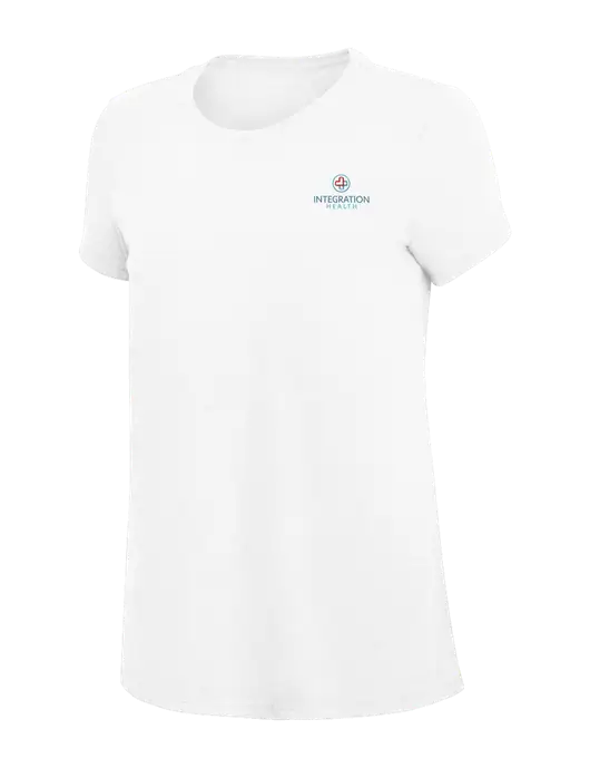 Womens Simply Soft White 4.5oz Poly/Combed Ring Spun Cotton T-Shirt
 w/Integration Health Logo