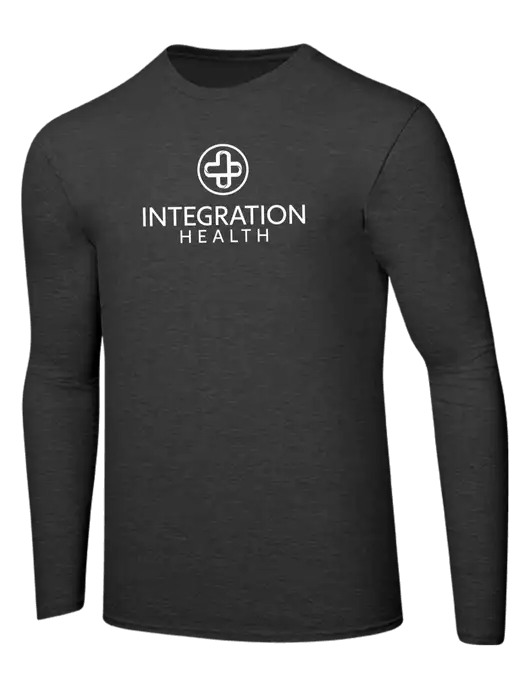 Ring Spun Dark Heather Grey 4.5 oz Long Sleeve T-Shirt w/Integration Health Logo