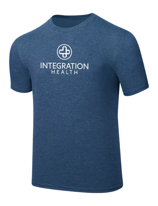 Simply Soft Heathered Navy 4.5oz  Poly/Combed Ring Spun Cotton T-Shirt w/Integration Health Logo
