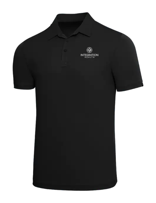 TravisMathew Black Solid Oceanside Polo w/Integration Health Logo