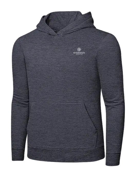 Heather Navy 7.8 oz Ring Spun Hooded Sweatshirt w/Integration Health Logo