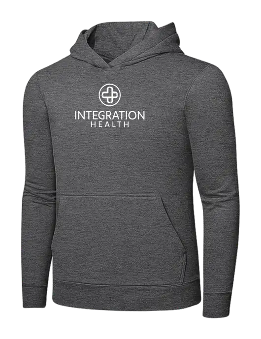 Graphite Heather 7.8. oz Ring Spun Hooded Sweatshirt w/Integration Health Logo
