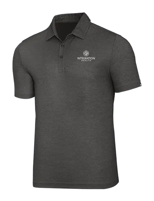 TravisMathew Black Heather Oceanside Polo w/Integration Health Logo