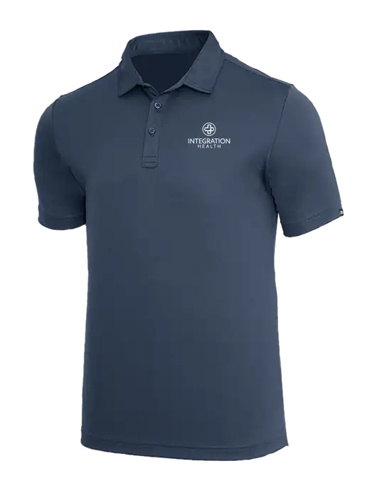 TravisMathew Dark Slate Blue Coto Performance Polo w/Integration Health Logo