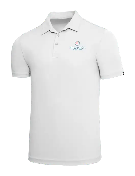 TravisMathew White Solid Oceanside Polo w/Integration Health Logo