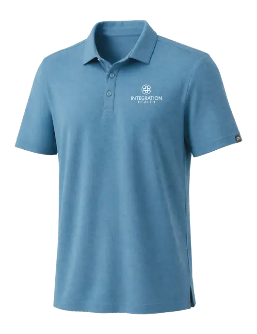 TravisMathew Dark Carolina Blue Coto Performance Polo w/Integration Health Logo