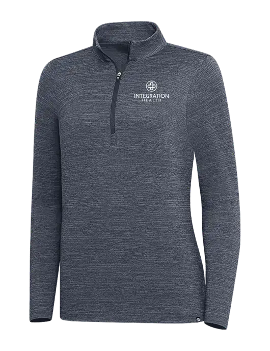 TravisMathew Navy Heather Womens Crestview 1/4 Zip w/Integration Health Logo