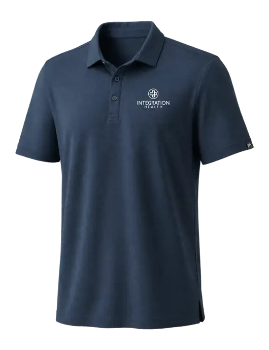 TravisMathew Navy Coto Performance Polo w/Integration Health Logo