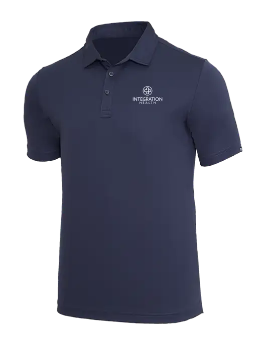 TravisMathew Navy Coto Performance Polo w/Integration Health Logo