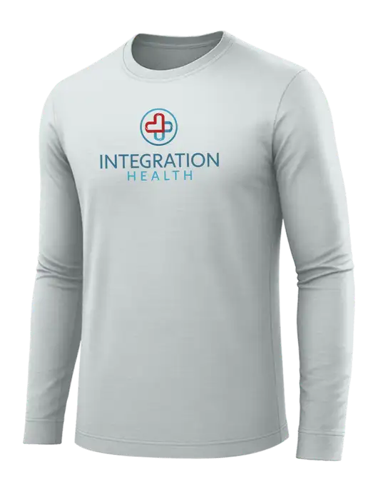 Long Sleeve Light Grey PosiCharge Competitor Tee w/Integration Health Logo