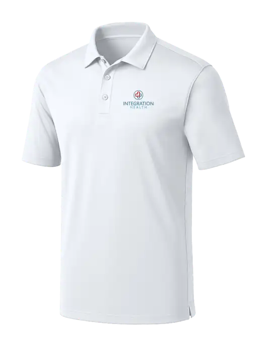 White Silk Touch Performance Polo w/Integration Health Logo
